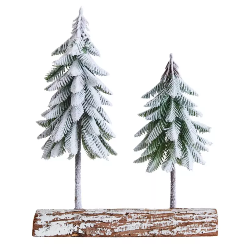 LEAN Christmas Tree Composition Decoration on a Trunk Covered with Snow 34 x 28 cm