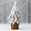 LEAN Ozdobna Sztuczna Choinka na Pniu Pokryta Śniegiem 30 x 10 cm
