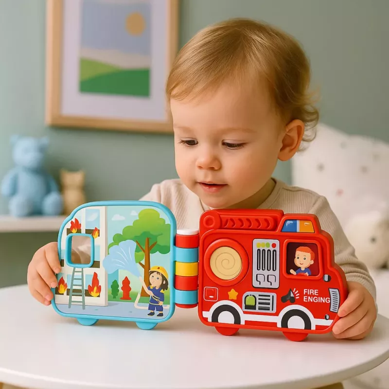 LEAN TOYS Interaktywna Książka Edukacyjna Pojazdy Światła Dźwięki Ruchome Elementy