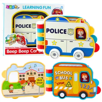 LEAN TOYS Interaktywna Książka Edukacyjna Pojazdy Światła Dźwięki Ruchome Elementy