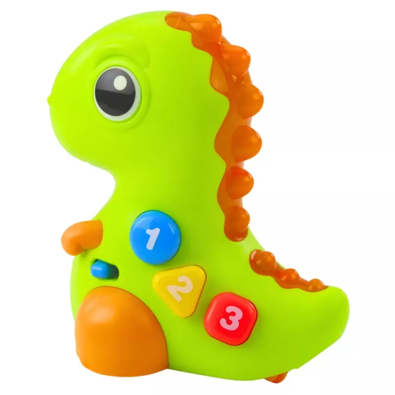 LEAN TOYS Interaktywna zabawka dla maluchów Dinozaur na kółkach Światła i dźwięki