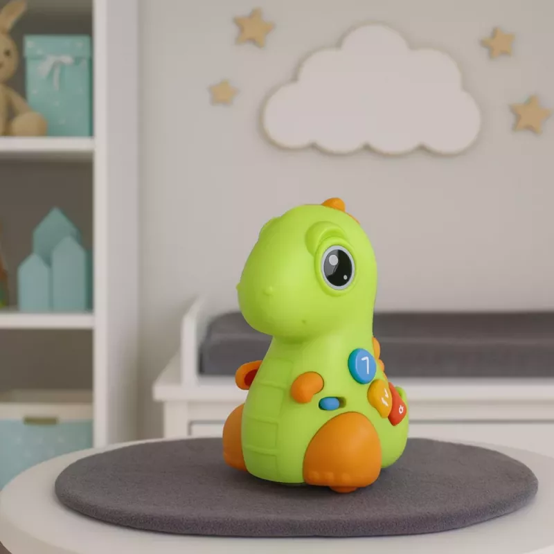 LEAN TOYS Interaktywna zabawka dla maluchów Dinozaur na kółkach Światła i dźwięki