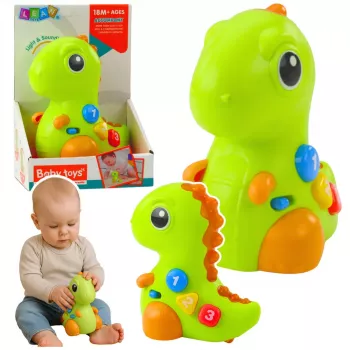 LEAN TOYS Interaktywna zabawka dla maluchów Dinozaur na kółkach Światła i dźwięki