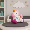 LEAN TOYS Interaktywna zabawka dla maluchów Jednorożec na kółkach Światła i dźwięki