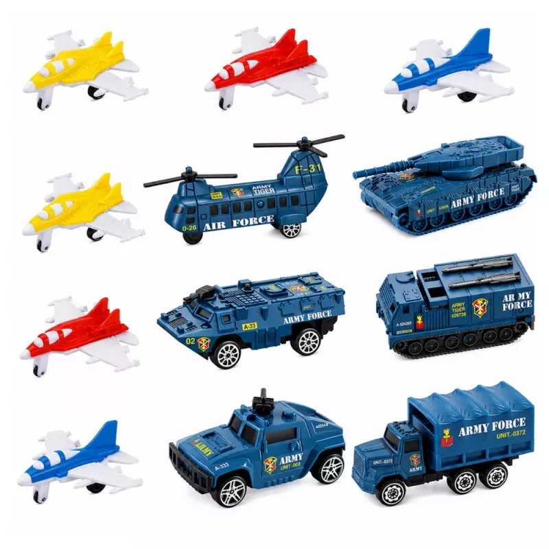 LEAN TOYS Zestaw Militarny Lotniskowiec Baza Wojskowa Myśliwce Pojazdy Światło Dźwięk