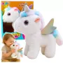 LEAN TOYS Unicorn Pluszowy Interaktywny Porusza Się Wydaje Dźwięki Biały 21 cm