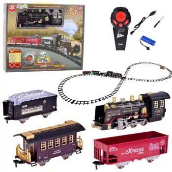 LEAN TOYS Lokomotywa kolejowa zdalnie sterowana RC Światła Dźwięki Dym 22 elementy