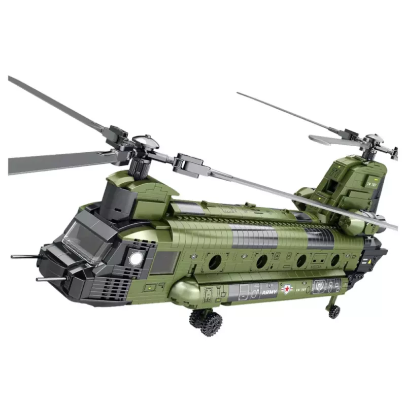 LEAN TOYS Zestaw Klocków Konstrukcyjnych Śmigłowiec Wojskowy CH-47 Chinook 1451 szt.