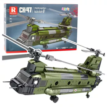 LEAN TOYS Zestaw Klocków Konstrukcyjnych Śmigłowiec Wojskowy CH-47 Chinook 1451 szt.