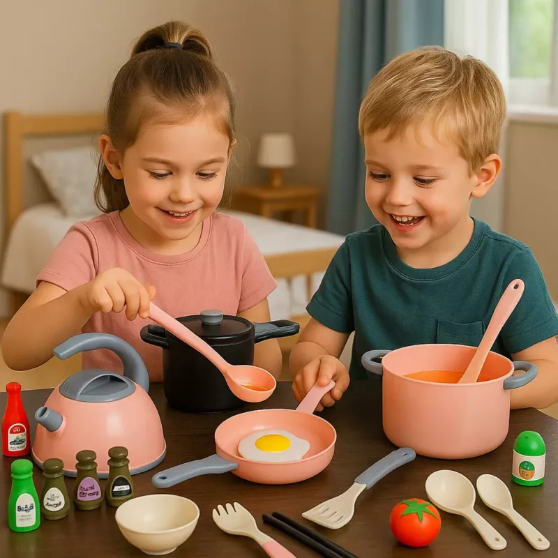 LEAN TOYS Zestaw Kuchenny Garnki Akcesoria Kuchenne Jedzenie Różowy 32 szt.