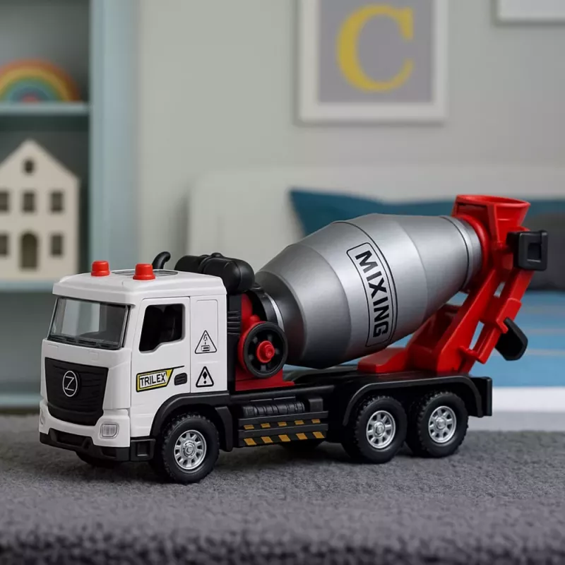 LEAN TOYS Betoniarka Pojazd Budowlany Kabina Metalowa Obrotowy Bęben Światła Dźwięki