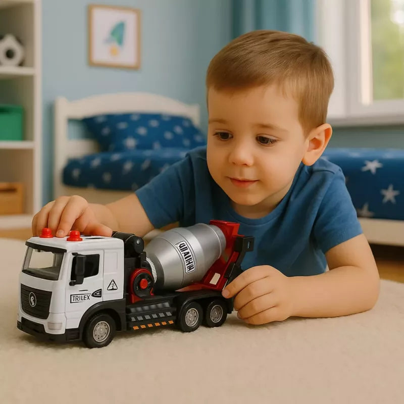 LEAN TOYS Betoniarka Pojazd Budowlany Kabina Metalowa Obrotowy Bęben Światła Dźwięki