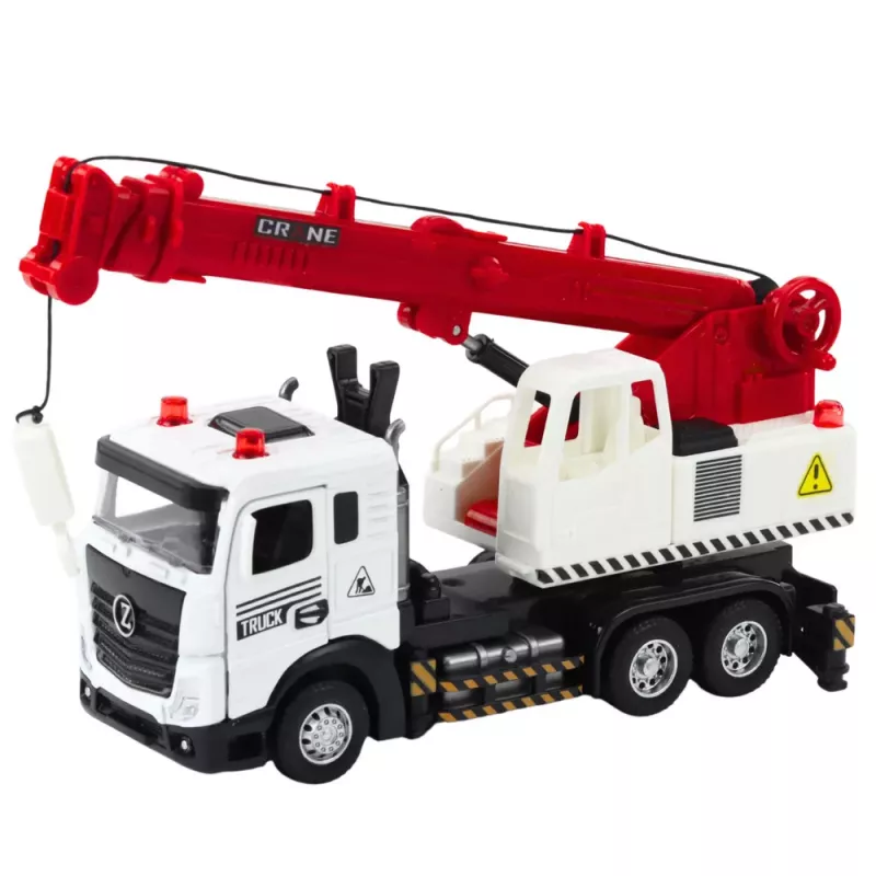 LEAN TOYS Ciężarówka z Żurawiem, Kabina Metalowa, Regulowany Wysięgnik, System Światła i Dźwięku