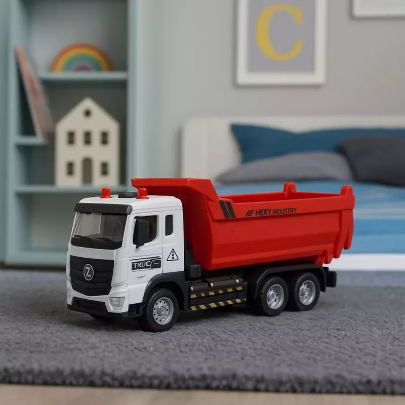 LEAN TOYS Wywrotka z Kabiną Metalową, Ruchomą Skrzynią, Światłami i Dźwiękami