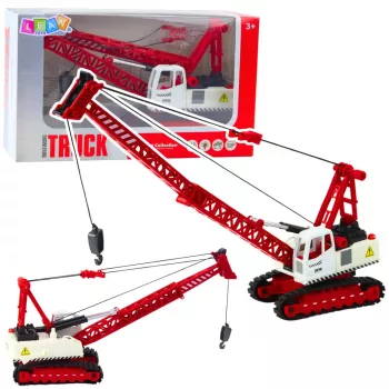 LEAN TOYS Żuraw Gąsienicowy z Regulacją Wysięgnika Kratowego, Światła, Dźwięki, Metal, 1:14, Pojazd Budowlany RC
