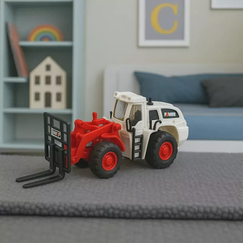 LEAN TOYS Wózek widłowy z metalowymi widłami, regulowanym oświetleniem i dźwiękami