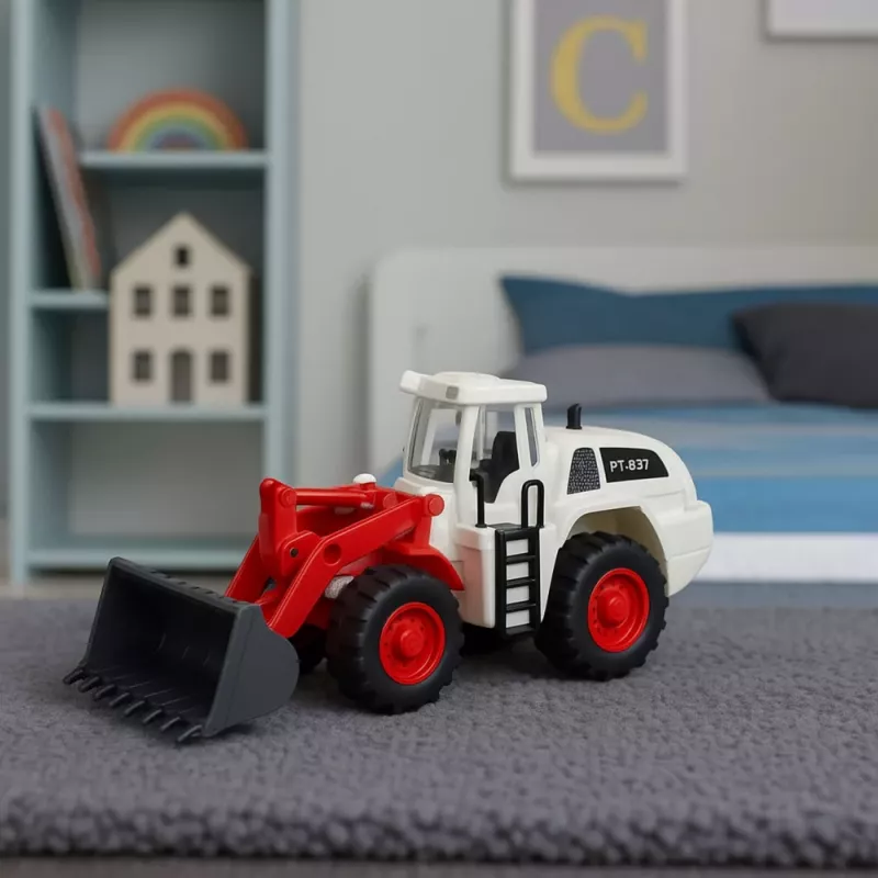 LEAN TOYS Pojazd Budowlany Koparka Spychacz Ruchome Metalowe Łyżki Światła Dźwięki
