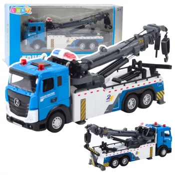 LEAN TOYS Laweta z Żurawiem Boom Truck Metalowa Kabina Światła Dźwięki