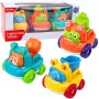 LEAN TOYS Zestaw pojazdów budowlanych ze zwierzętami dla maluchów Kolorowe 3 szt.