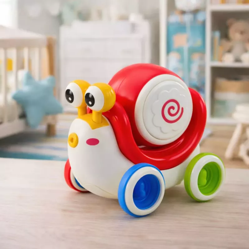 LEAN TOYS Interactive Snail Riding Drum Musical Educational Red