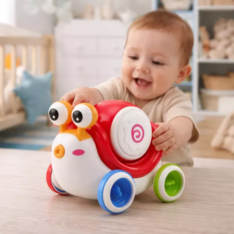 LEAN TOYS Interactive Snail Riding Drum Musical Educational Red