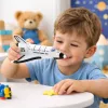 LEAN TOYS Spaceship Metal Pull-Back Opening White