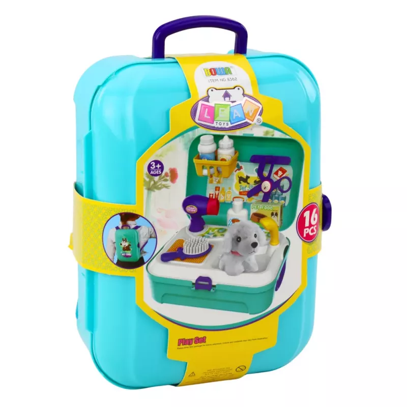 LEAN TOYS Beauty Set Pet Salon Suitcase Backpack 16 pcs.