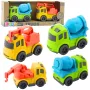 Zestaw pojazdów budowlanych LEAN TOYS: Samochody, Betoniarka, Ciężarówka z hakiem, BIOPlastik