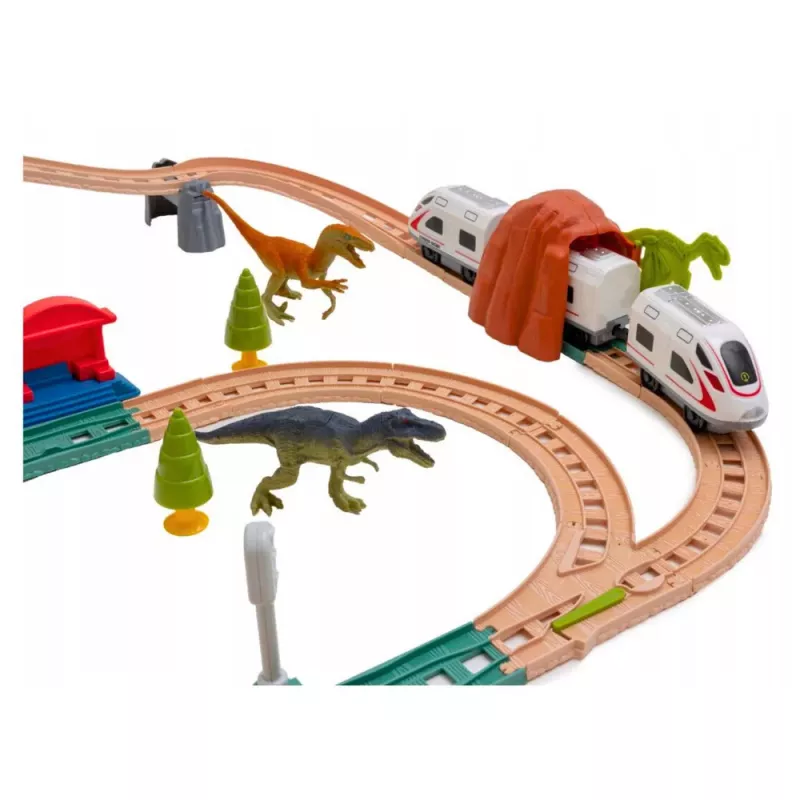 LEAN TOYS Dinosaur Park Electric Train Set z Światłami i Dźwiękami 76 cm