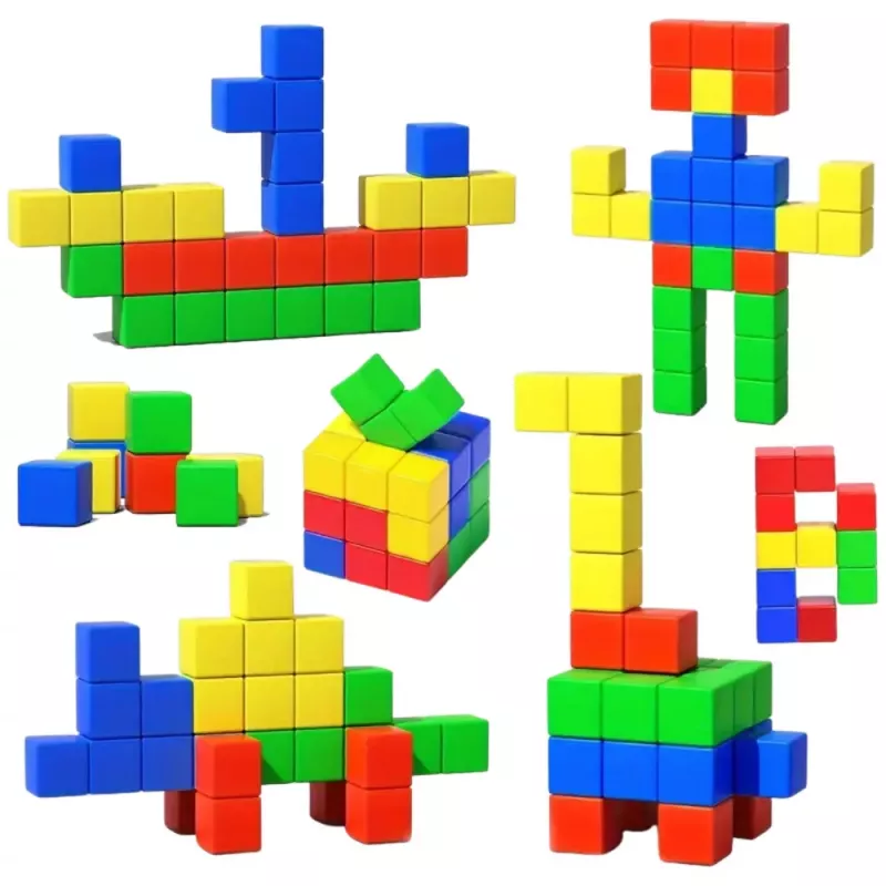 LEAN TOYS Zestaw magnetycznych klocków dla dzieci Kolorowa układanka 32 szt.
