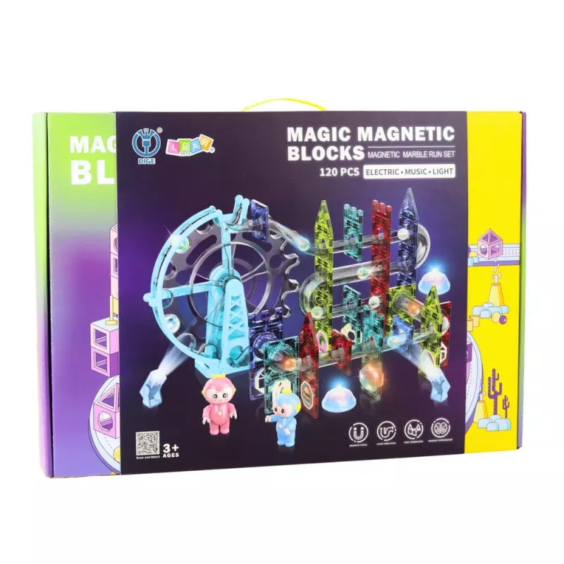 LEAN TOYS Magnetic Space Blocks Ball Track Luminous People 120 pcs