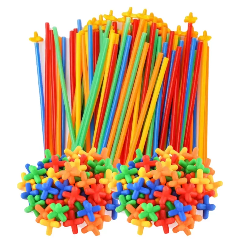 LEAN TOYS Straws 3D 4D Construction Blocks w pudełku, kolorowe, 1000 szt.