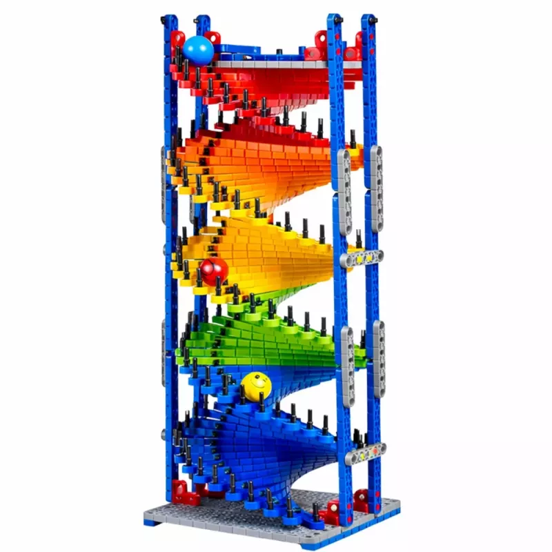 LEAN TOYS Edukacyjne Klocki Konstrukcyjne Tor Zjeżdżalnia dla Kulek Kolorowe 550 szt.