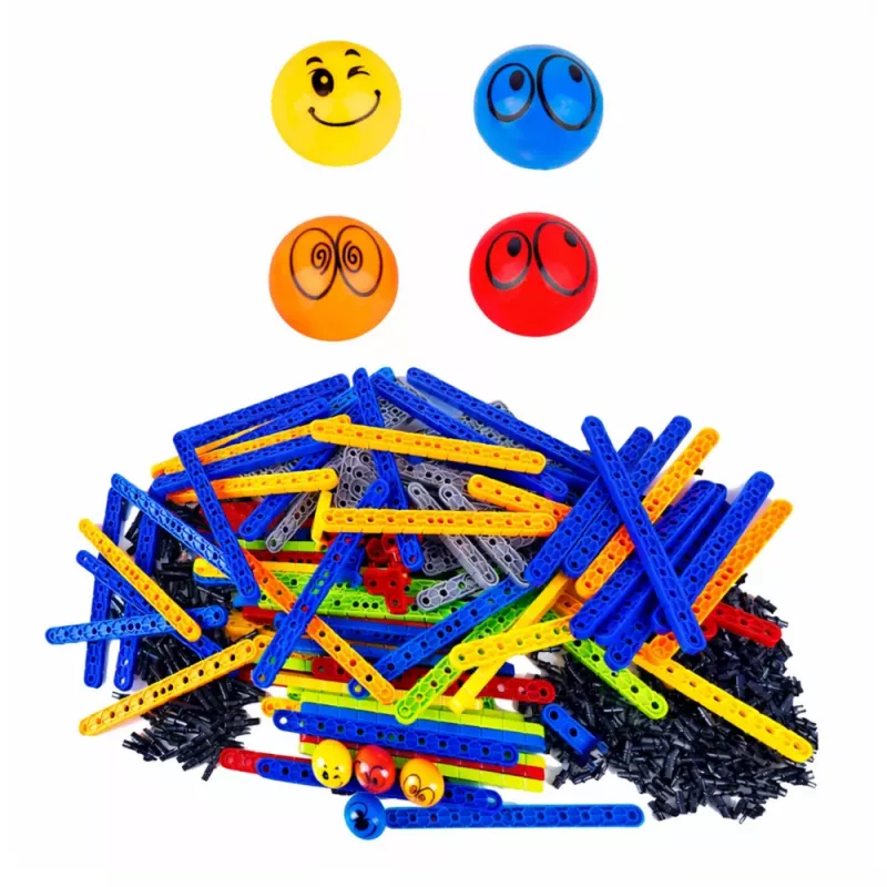 LEAN TOYS Edukacyjne Klocki Konstrukcyjne Tor Zjeżdżalnia dla Kulek Kolorowe 550 szt.