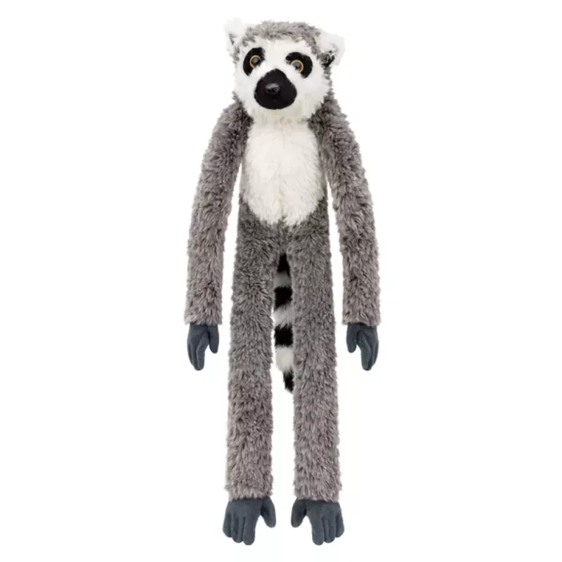LEAN TOYS Pluszowy Lemur Przytulanka z Rzepem do Wieszania Szary 35cm