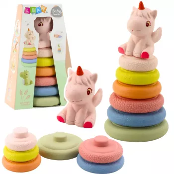 LEAN TOYS Miękka Piramida Sensoryczna Jednorożec Guma ECO Kolorowa