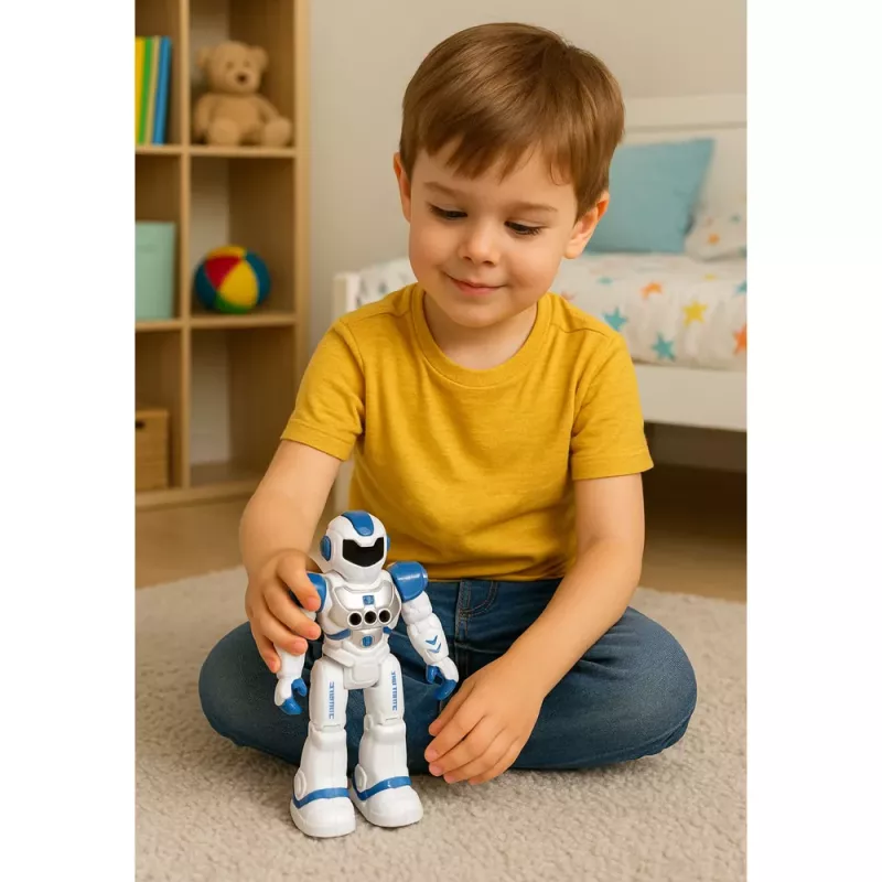LEAN TOYS Zdalnie Sterowany Robot Edukacyjny RC Mówiący Tańczący Światła Dźwięki Niebieski