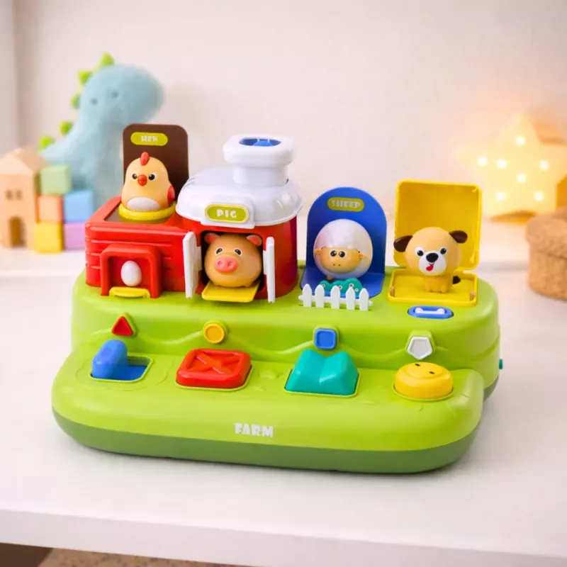 LEAN TOYS Interaktywna zabawka edukacyjna dla maluchów - Farm Animals Pop-Up