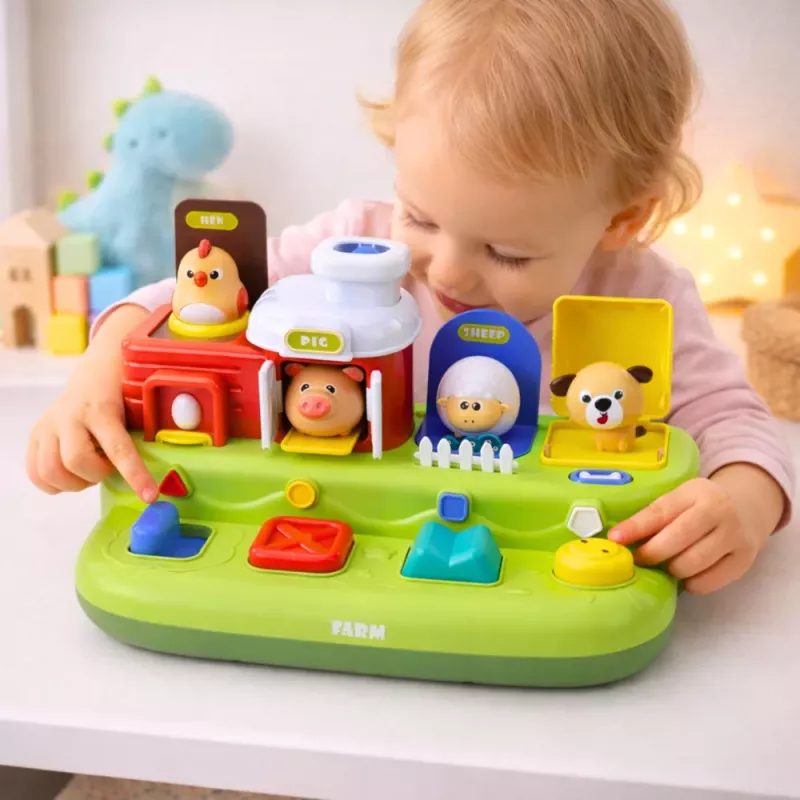 LEAN TOYS Interaktywna zabawka edukacyjna dla maluchów - Farm Animals Pop-Up