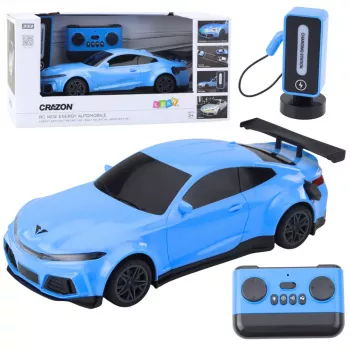 LEAN TOYS Elektryczny samochód sportowy zdalnie sterowany ze stacją ładującą Niebieski