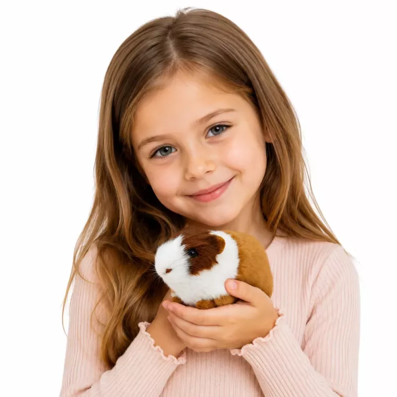 LEAN TOYS Świnka Morska Realistyczne Miękkie Futro Zwierzę Brązowy 12 cm