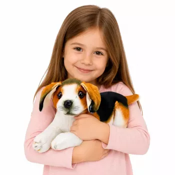 LEAN TOYS Pluszowy Beagle, Miękka Przytulanka, Piesek 25 cm