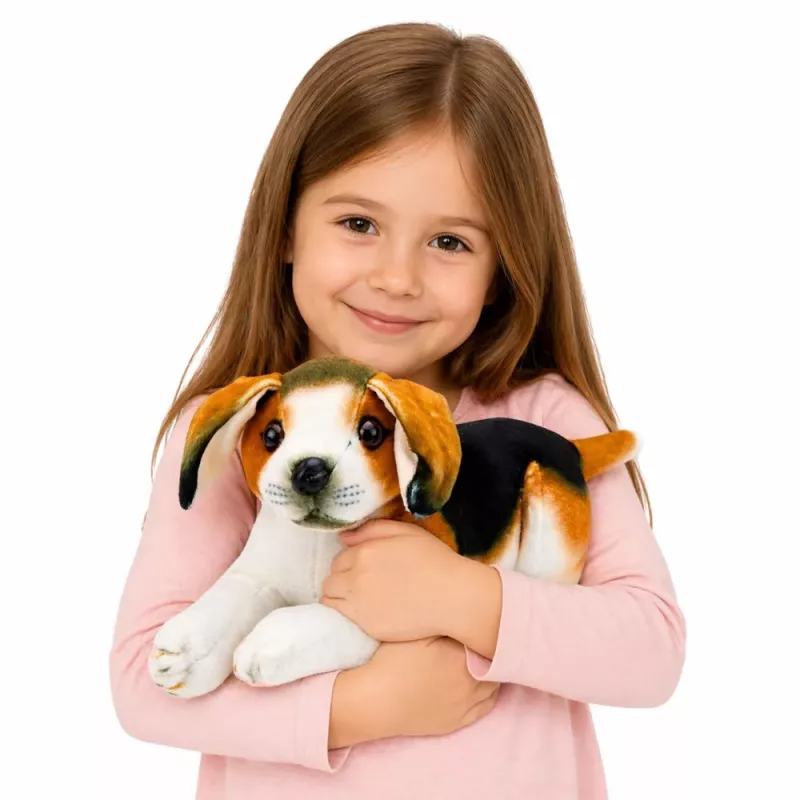 LEAN TOYS Pluszowy Beagle, Miękka Przytulanka, Piesek 25 cm