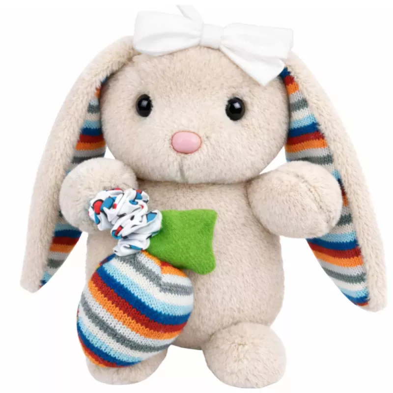 LEAN TOYS Miękki Pluszowy Królik z Nakręcaną Melodią Przytulanka Mascot Beżowy