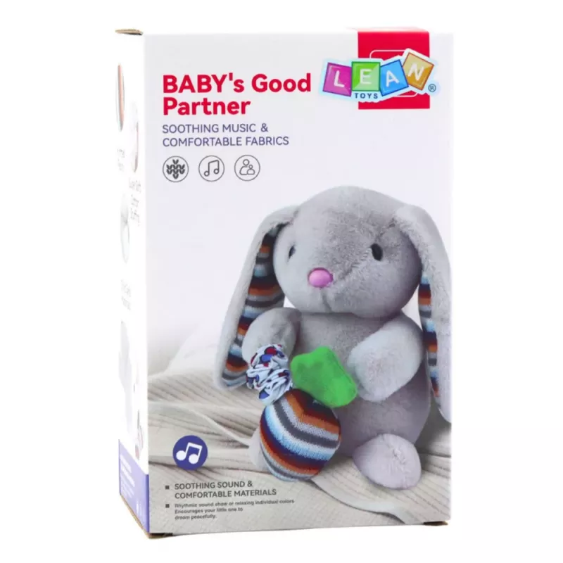 LEAN TOYS Miękki Pluszowy Królik z Nakręcaną Melodią Przytulanka Mascot Beżowy