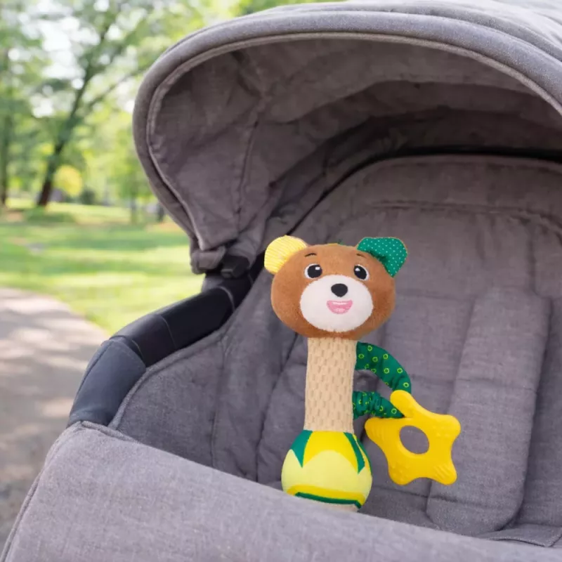 LEAN TOYS Pluszowy Miś Grzechotka z Gryzakiem i Piszczkiem dla Niemowląt