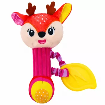 LEAN TOYS Pluszowy Jeleń Grzechotka z Gryzakiem i Piszczkiem dla Niemowląt