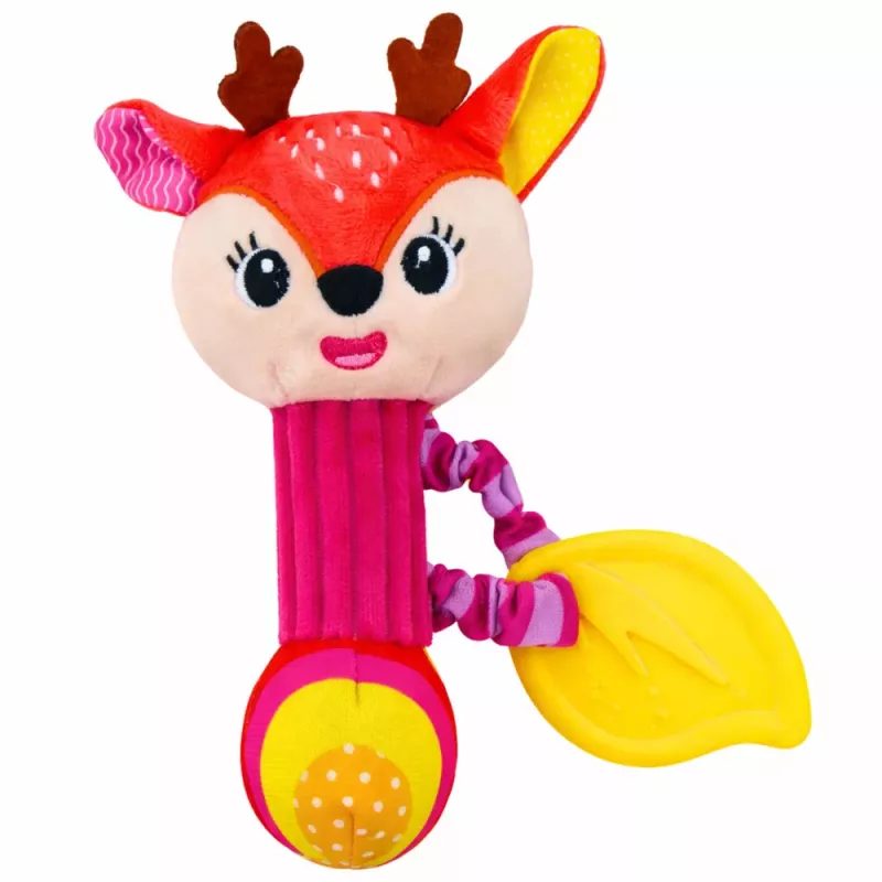 LEAN TOYS Pluszowy Jeleń Grzechotka z Gryzakiem i Piszczkiem dla Niemowląt