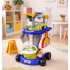 LEAN TOYS Zestaw Sprzątający dla Dzieci z Wózkiem Interaktywnym Odkurzaczem Akcesoriami