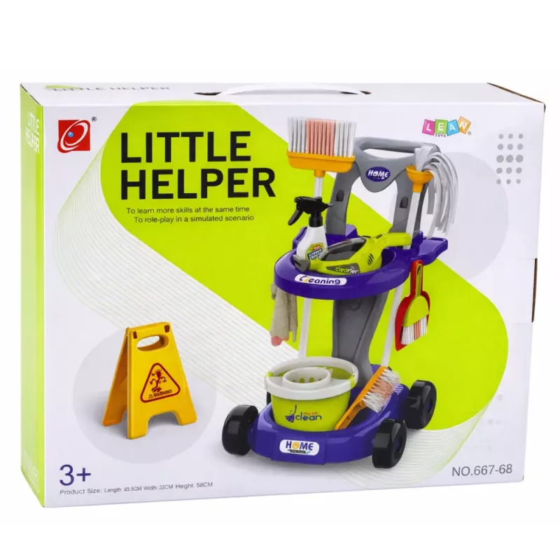 LEAN TOYS Zestaw Sprzątający dla Dzieci z Wózkiem Interaktywnym Odkurzaczem Akcesoriami